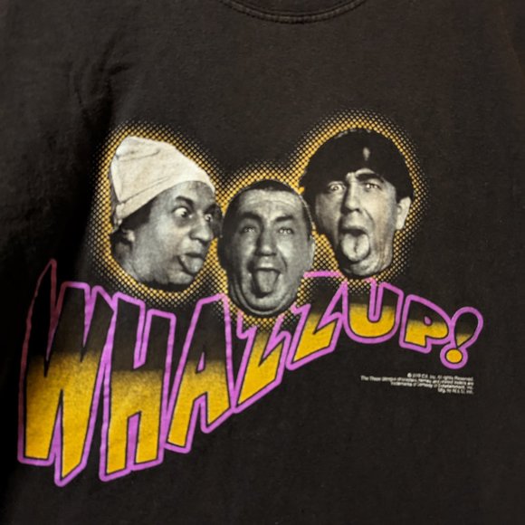 Vintage Y2K The Three 3 Stooges Whazzup! Black T-Shirt size Large - Picture 2 of 5
